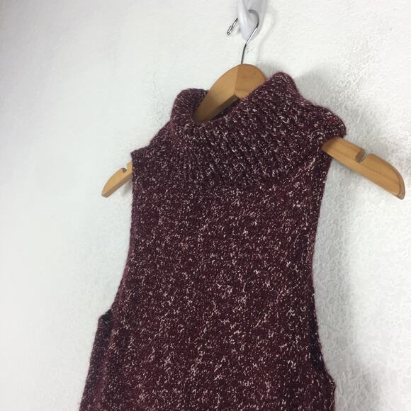 Anthropologie Flowy Maxi Tunic Sleeveless Turtleneck Tunic Sweater Wine Small - Picture 8 of 15
